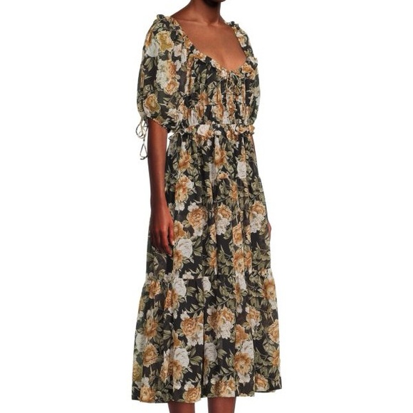 NEW En Saison Floral Print Tiered Midi Dress in Medium - Picture 3 of 6